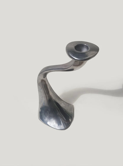 Vintage Kerzenhalter Skulptural aus Metall, Silber, Mid-Century Modern