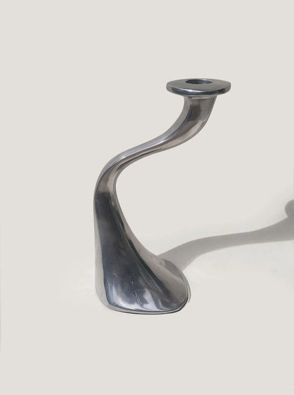 Vintage Kerzenhalter Skulptural aus Metall, Silber, Mid-Century Modern