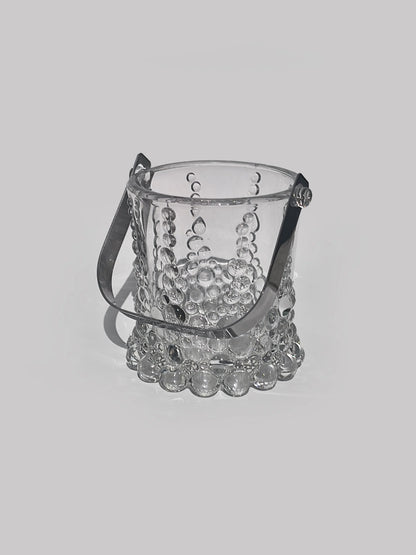 Vintage Glas Eiskübel 'Bubble' mit Metallgriff