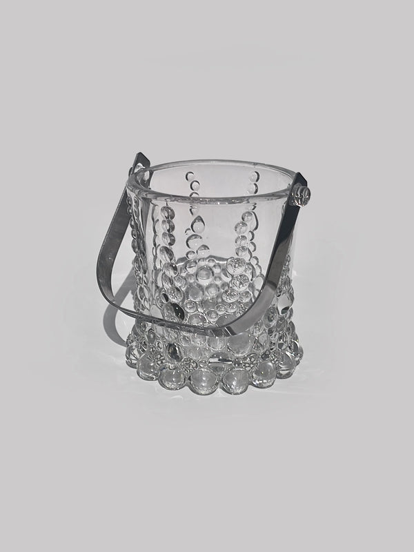 Vintage Glas Eiskübel 'Bubble' mit Metallgriff