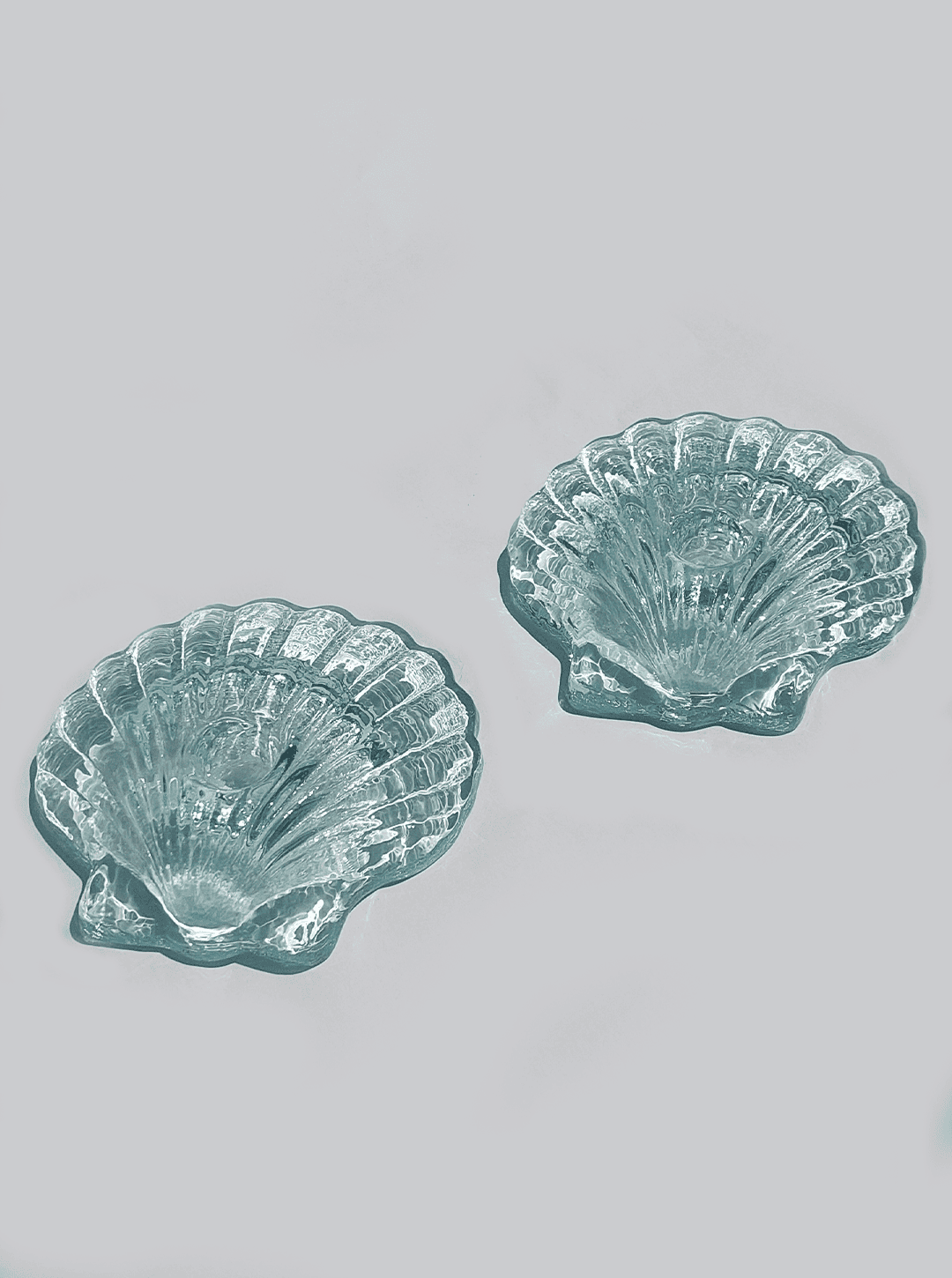 Vintage Kerzenhalter Muschelglas türkis Set von 2