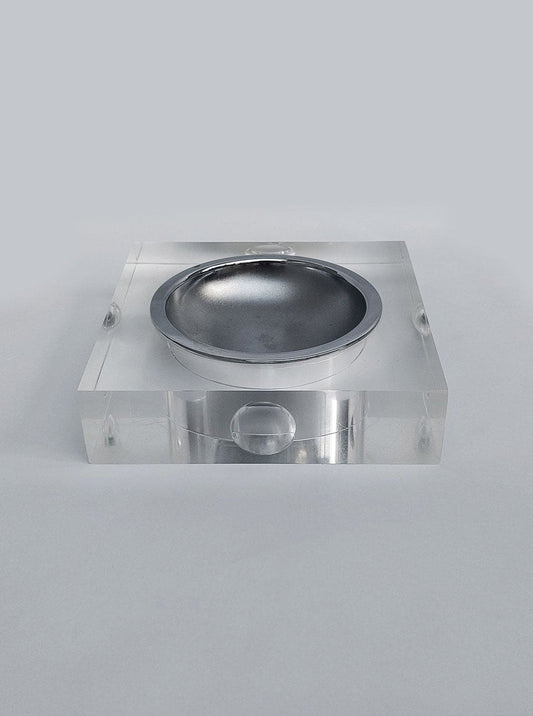 Vintage ashtray Plexiglas 70s transparent and silver