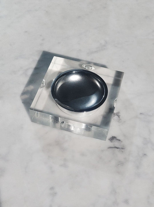 Vintage ashtray Plexiglas 70s transparent and silver