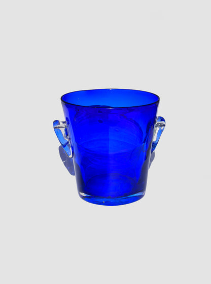 Vintage Champagnerkühler aus kobaltblauem Glas