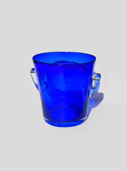 Vintage Champagnerkühler aus kobaltblauem Glas