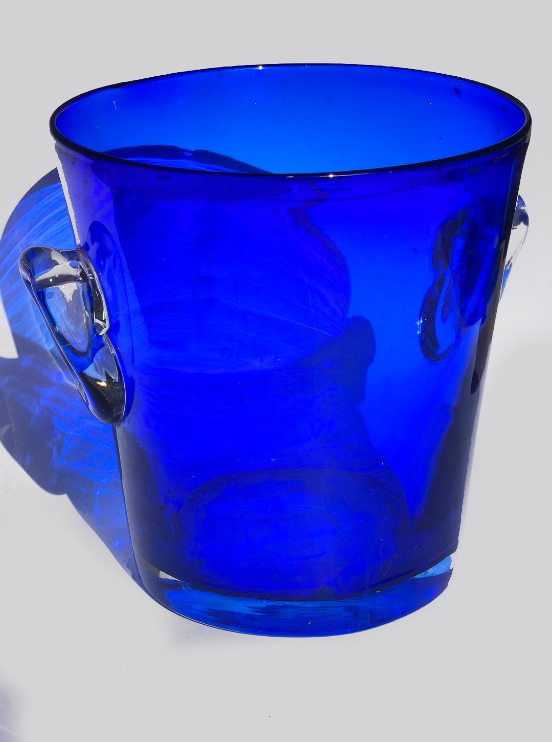 Vintage Champagnerkühler aus kobaltblauem Glas