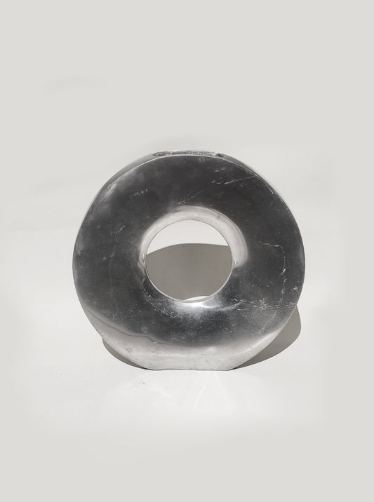 Vintage Vase "Circular" aus Metall, Silber