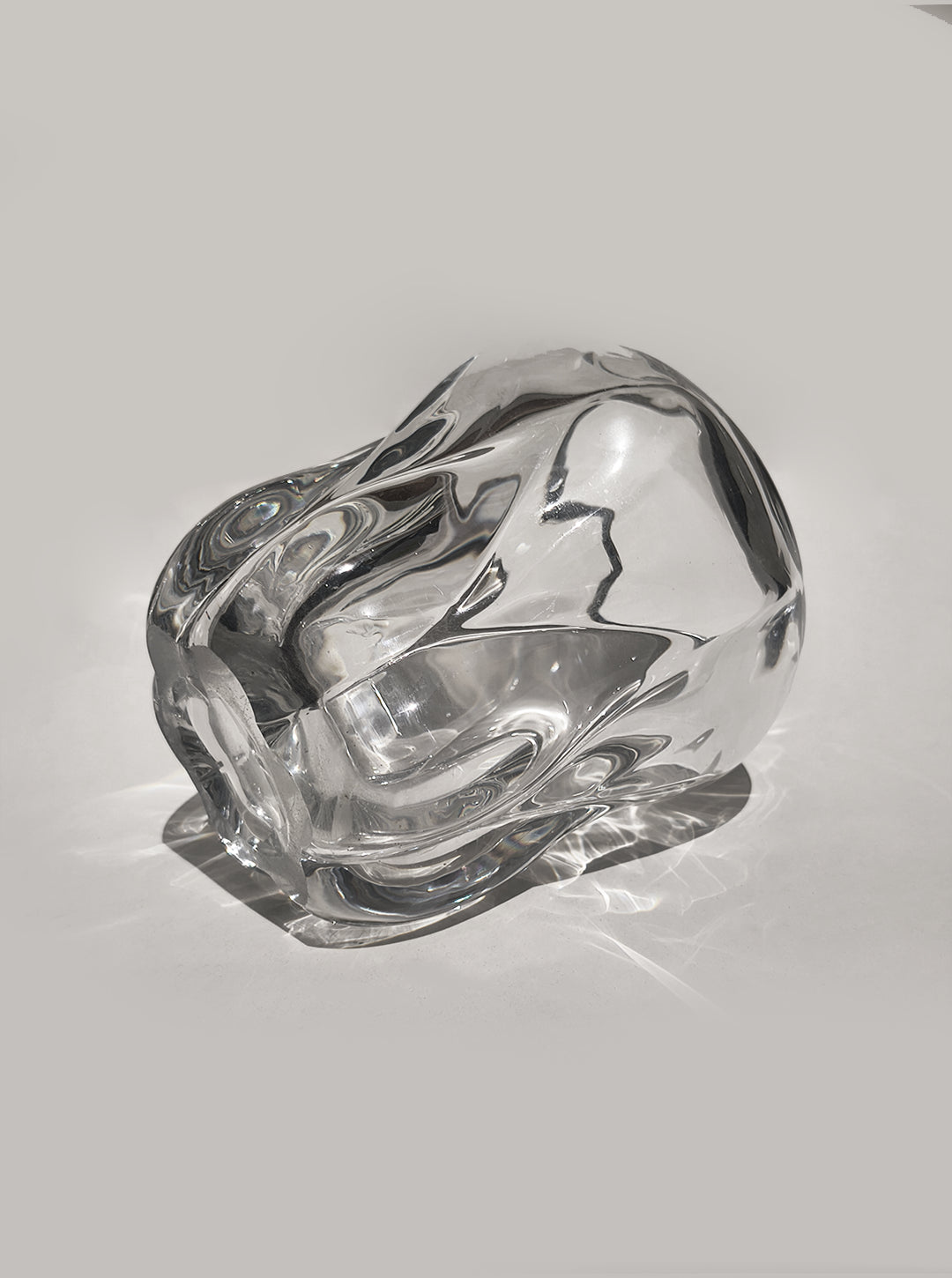 Vintage Kristallvase skulptural, 17 x 14 cm