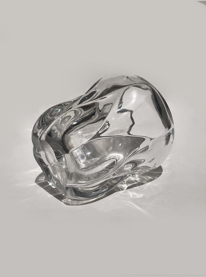 Vintage Kristallvase skulptural, 17 x 14 cm