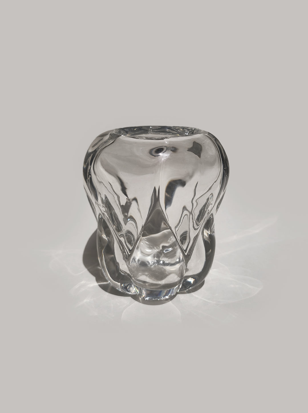 Vintage Kristallvase skulptural, 17 x 14 cm