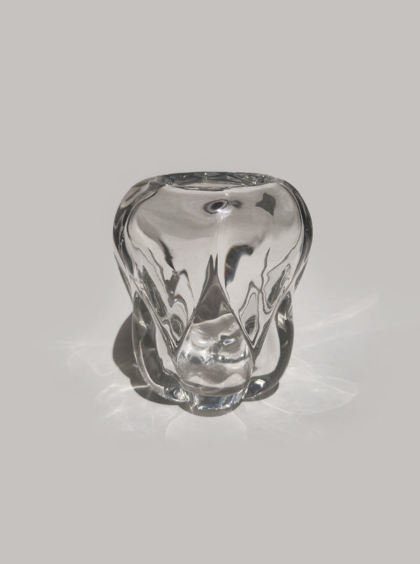 Vintage Kristallvase skulptural, 17 x 14 cm
