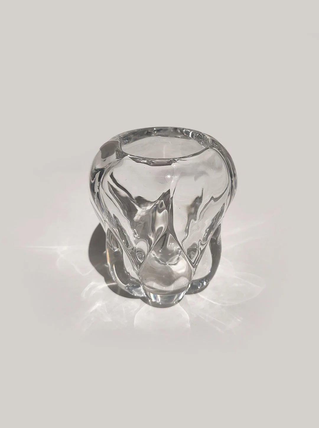 Vintage Kristallvase skulptural, 17 x 14 cm