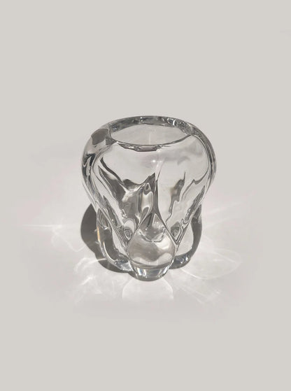 Vintage Kristallvase skulptural, 17 x 14 cm