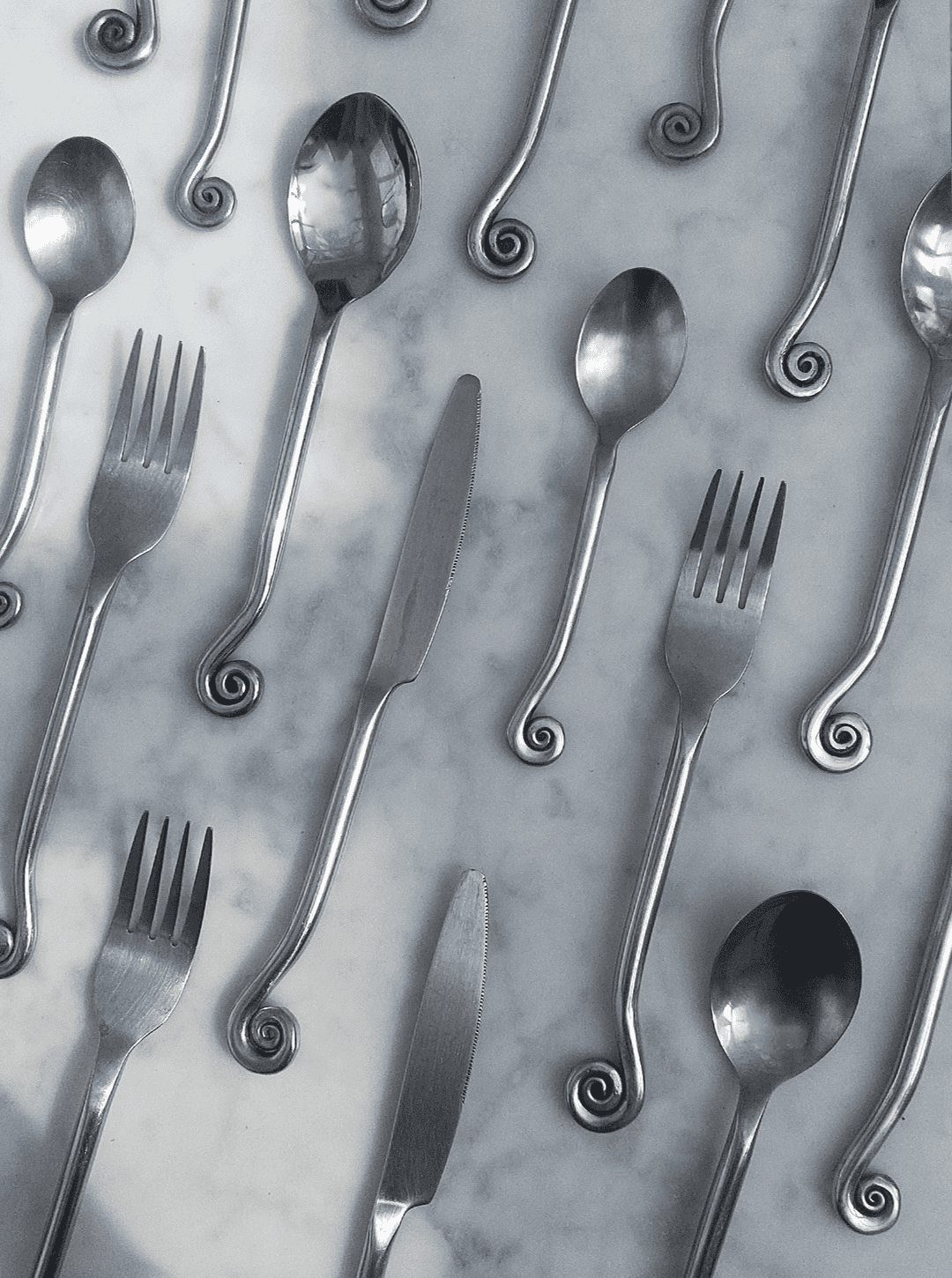 Vintage Besteck Spiral Silber Set von 4