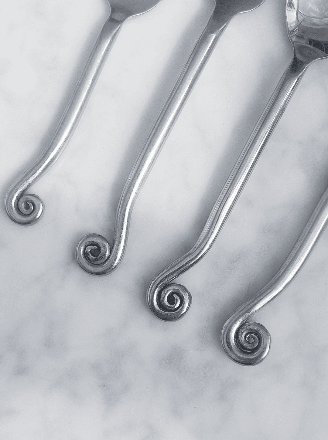 Vintage Besteck Spiral Silber Set von 4