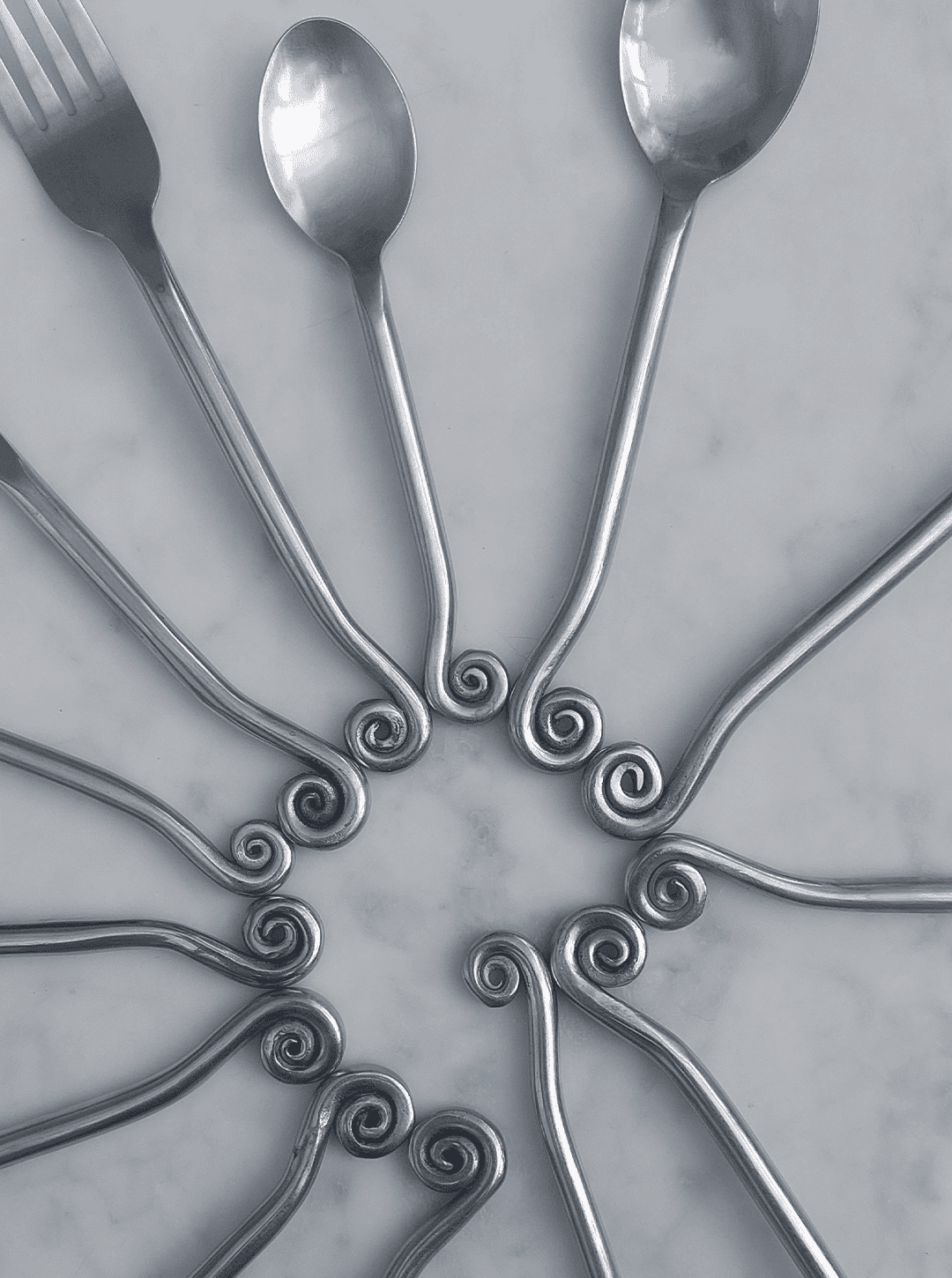 Vintage Besteck Spiral Silber Set von 4