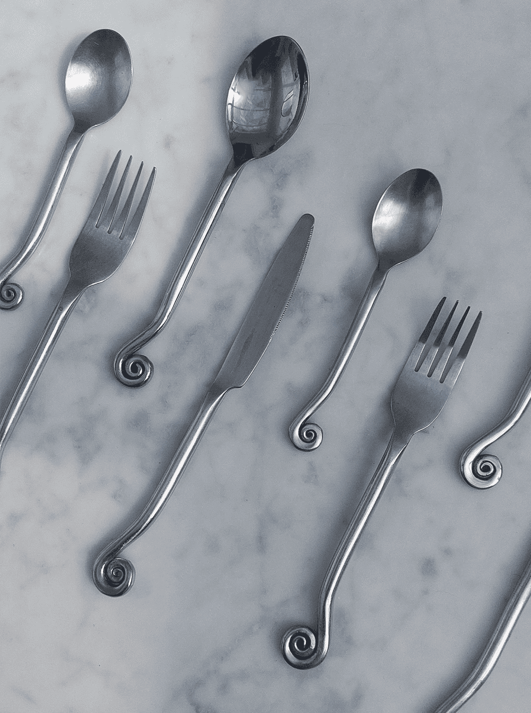 Vintage Besteck Spiral Silber Set von 4