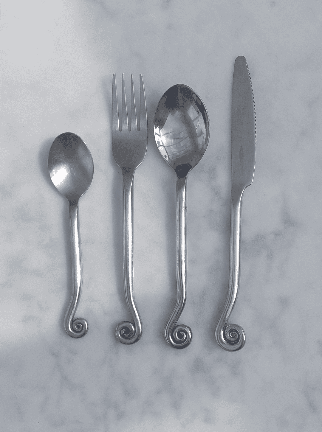 Vintage Besteck Spiral Silber Set von 4