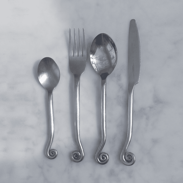 Vintage Besteck Spiral Silber Set von 4