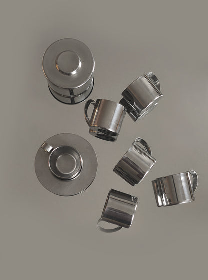 Set von 6 Vintage Espressotassen und Zuckerdose