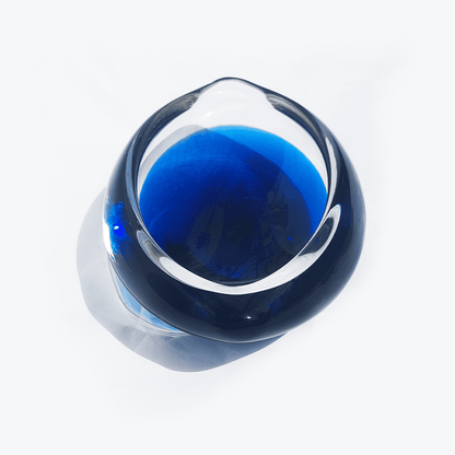 Vide Poche Oeil Vintage Verre transparent bleu marine