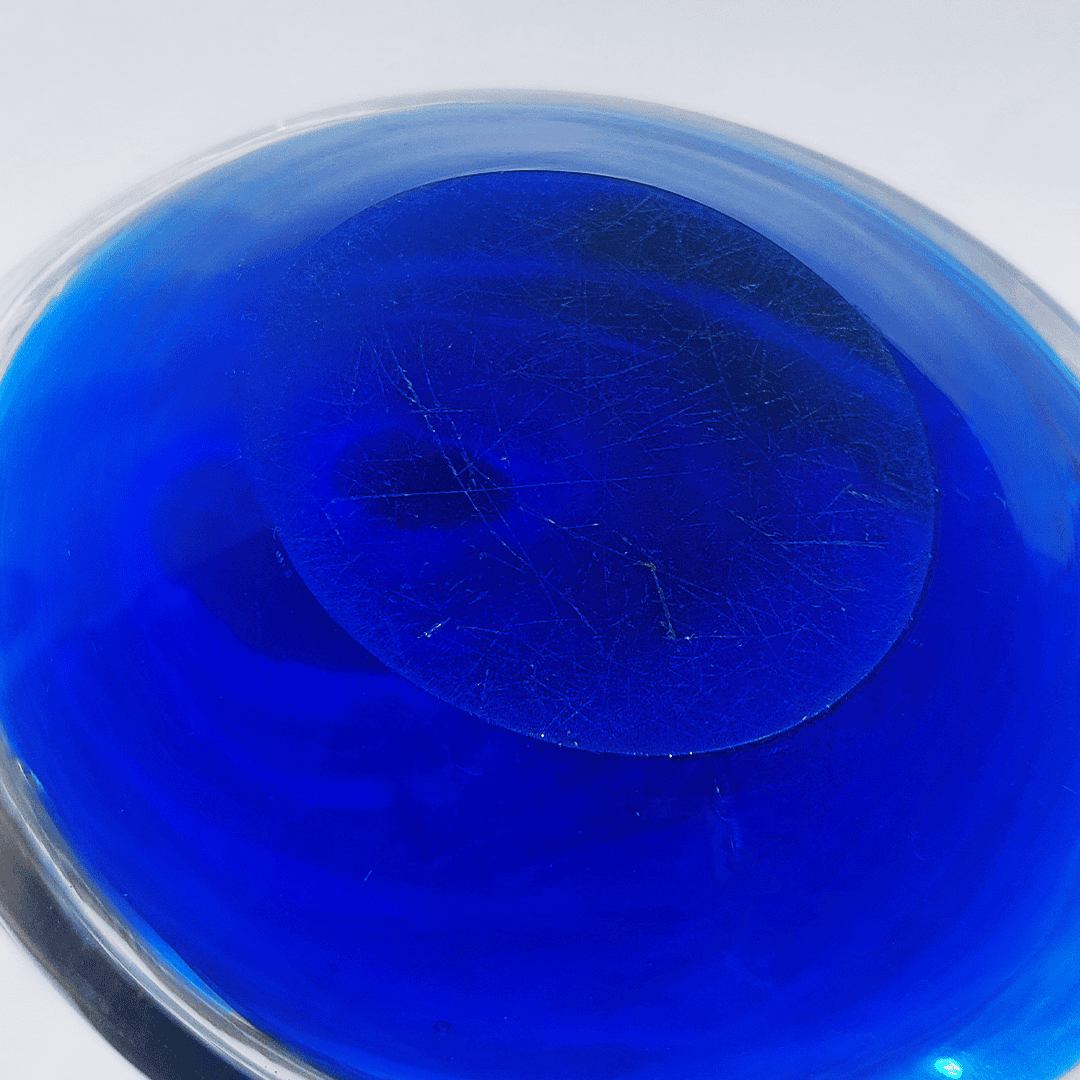 Vide Poche Oeil Vintage Verre transparent bleu marine