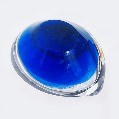 Vide Poche Oeil Vintage Verre transparent bleu marine