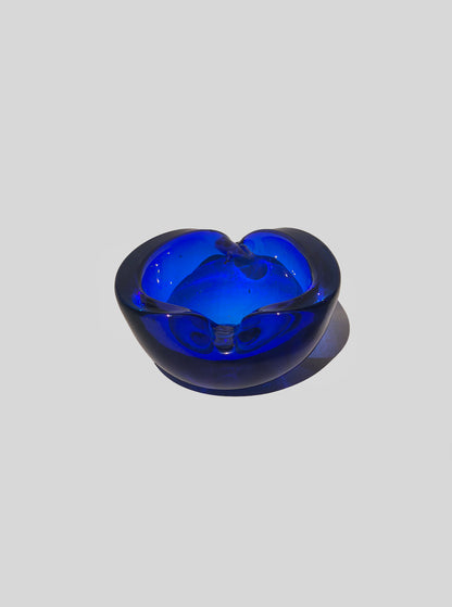 Vintage Aschenbecher aus Glas, skulptural, Blau