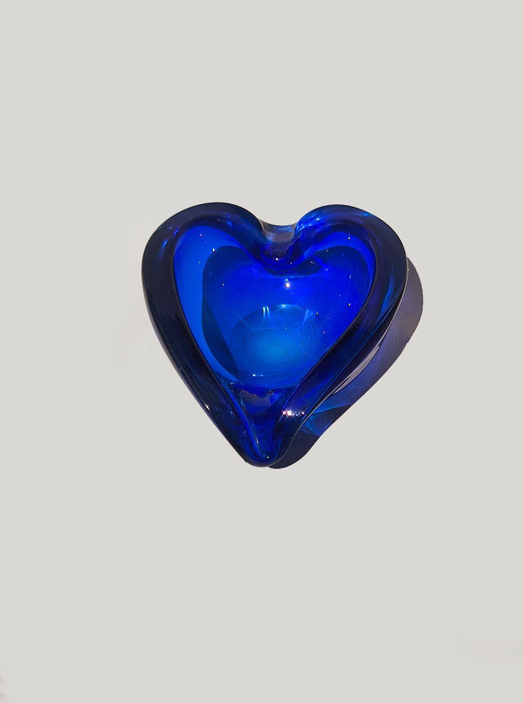 Vintage Aschenbecher aus Glas, skulptural, Blau