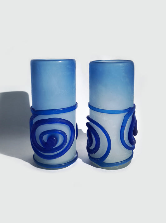 Vintage Cocktailglas Set von 2 Spirale