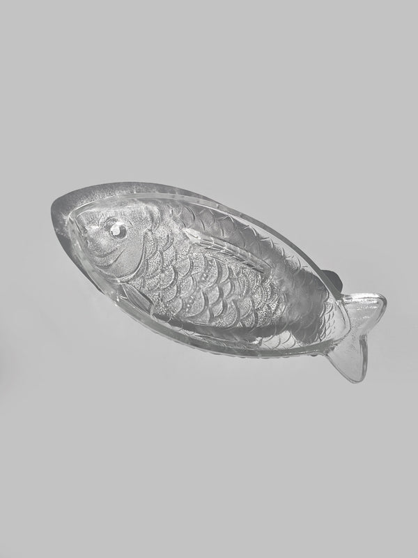 Glasschale in Fischform, durchsichtiges Glas