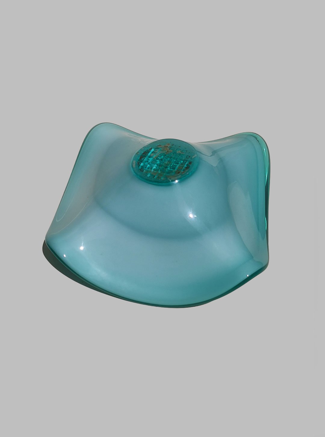 Vintage Glasschale Türkis organisch geformt