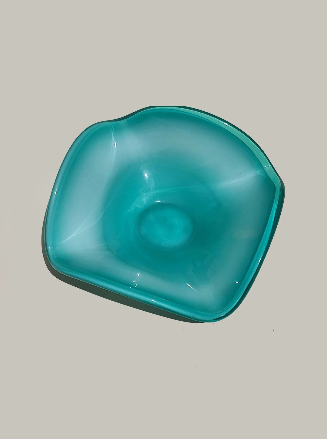 Vintage Glasschale Türkis organisch geformt