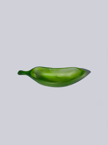 Vintage Vide Poche "Banana" aus grünem Glas