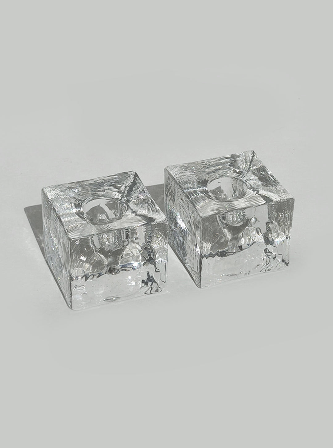 Vintage Kerzenhalter Ice Cube Set von 2