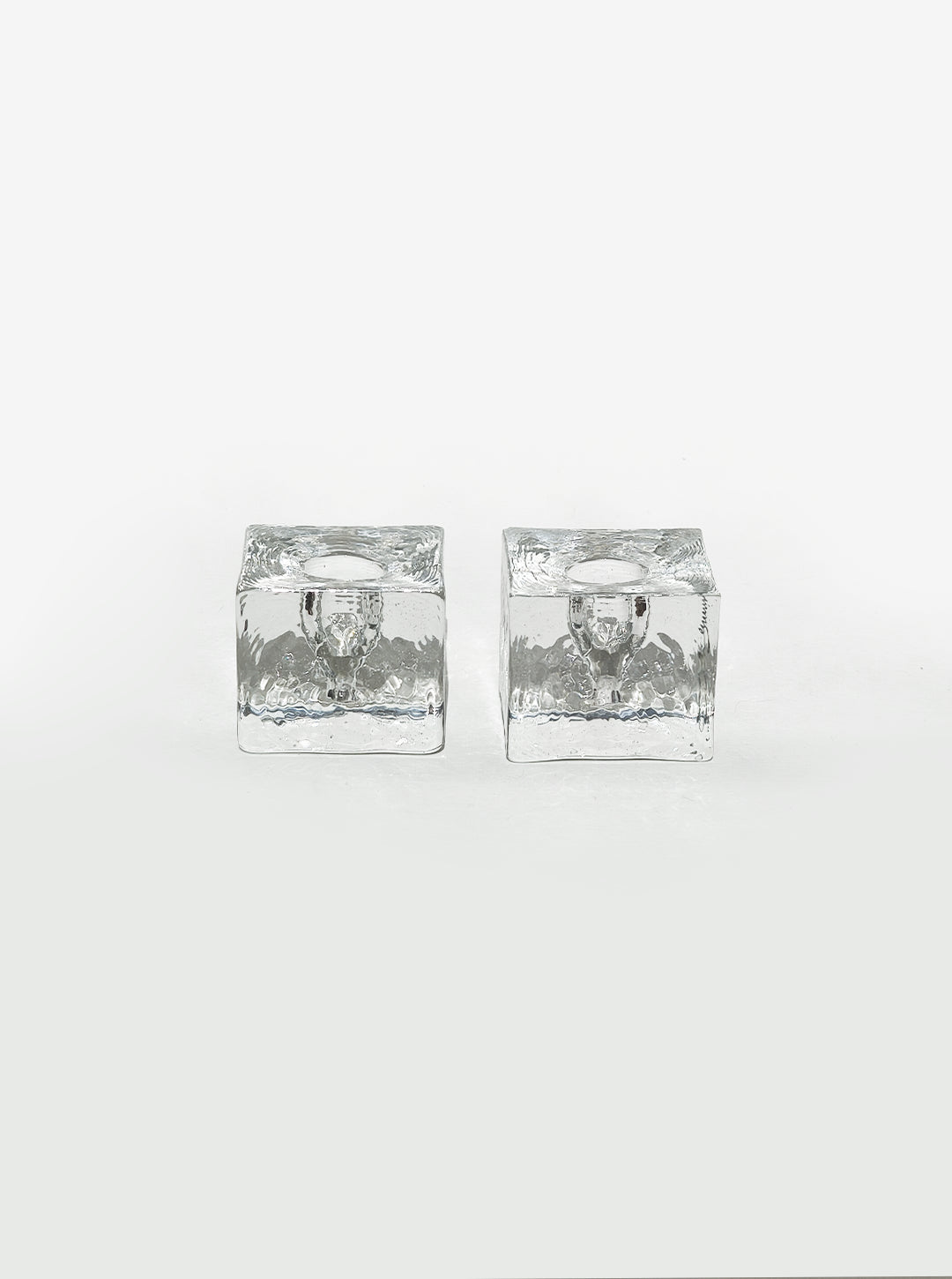 Vintage Kerzenhalter Ice Cube Set von 2