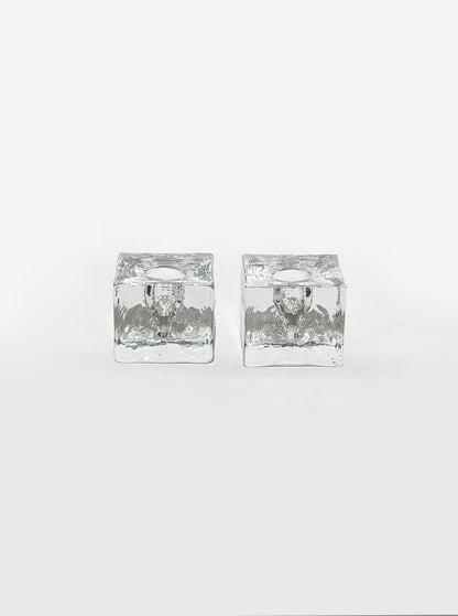 Vintage Kerzenhalter Ice Cube Set von 2