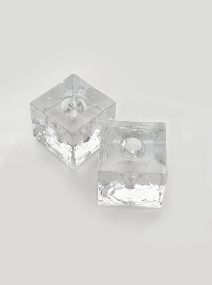 Vintage Kerzenhalter Ice Cube Set von 2