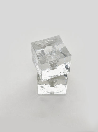 Vintage Kerzenhalter Ice Cube Set von 2