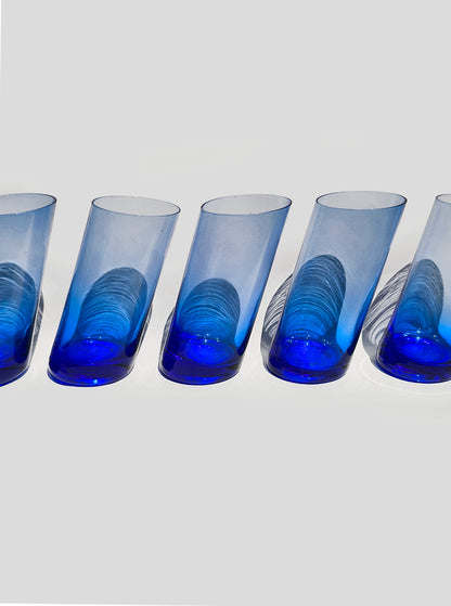 Set von 6 Vintage Gläser Kobaltblau