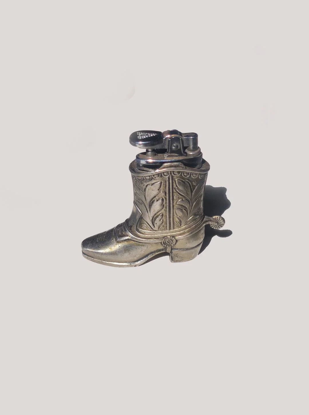Vintage Tischfeuerzeug "Cowboy Boot" aus Metall, Silber