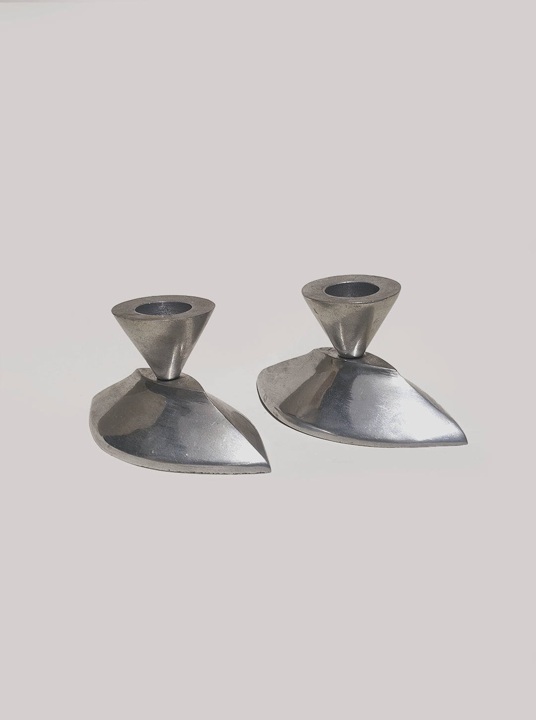 Set von 2 Vintage Kerzenhalter aus Metall