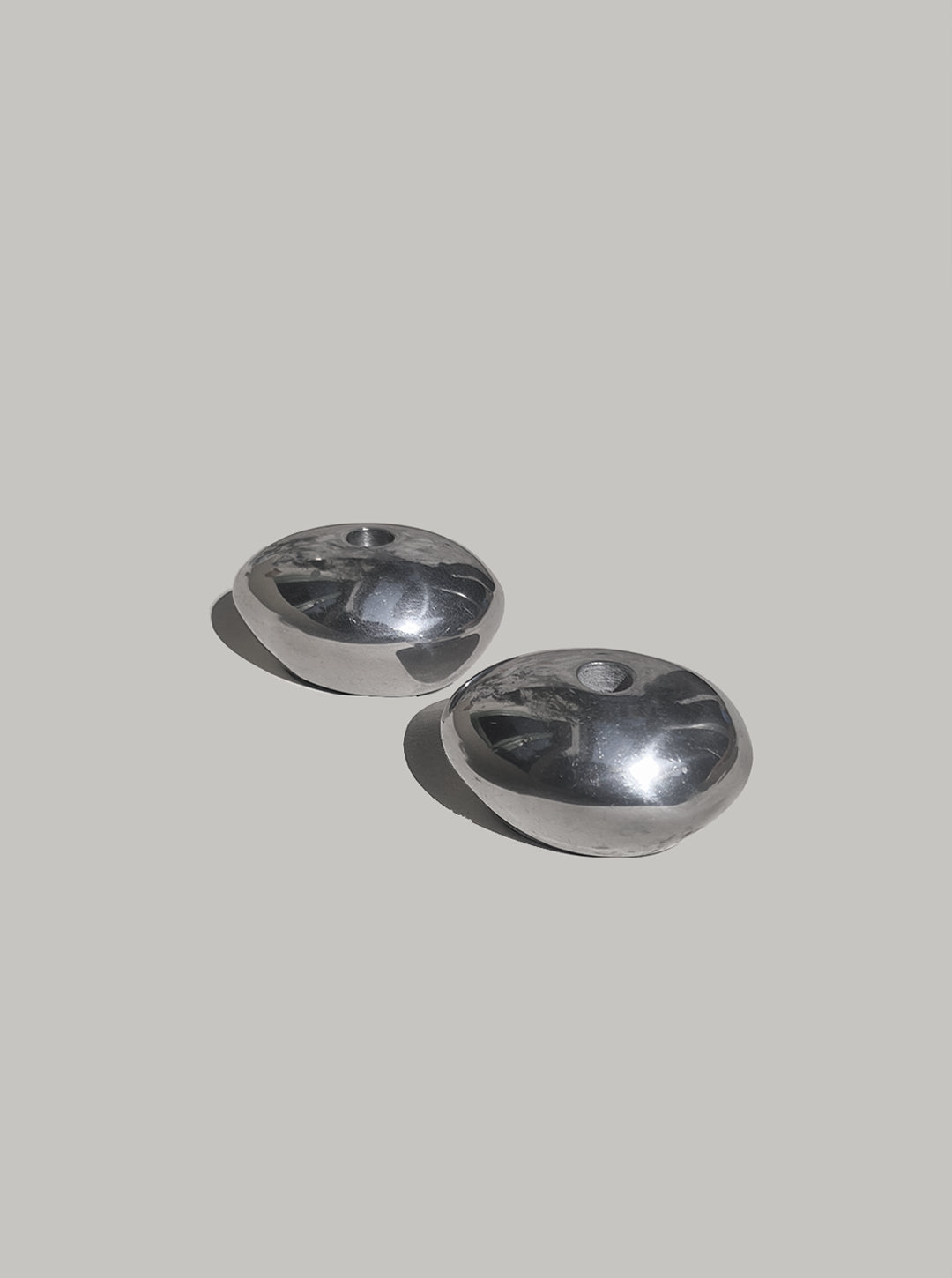 Set von 2 Vintage Kerzenhalter Oval Silber