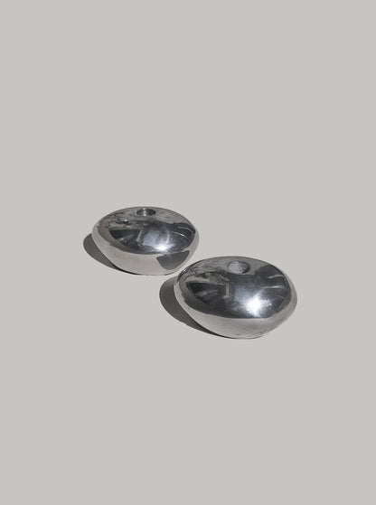 Set von 2 Vintage Kerzenhalter Oval Silber
