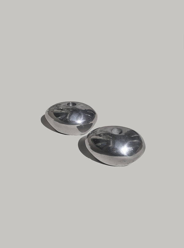 Set von 2 Vintage Kerzenhalter Oval Silber