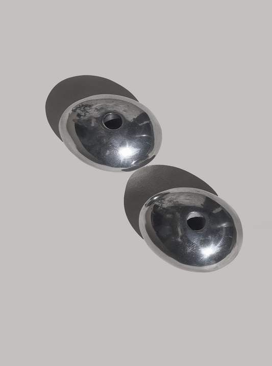 Set von 2 Vintage Kerzenhalter Oval Silber