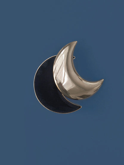 Vintage Dose "Moon Silver Box" in Halbmondform aus Metall