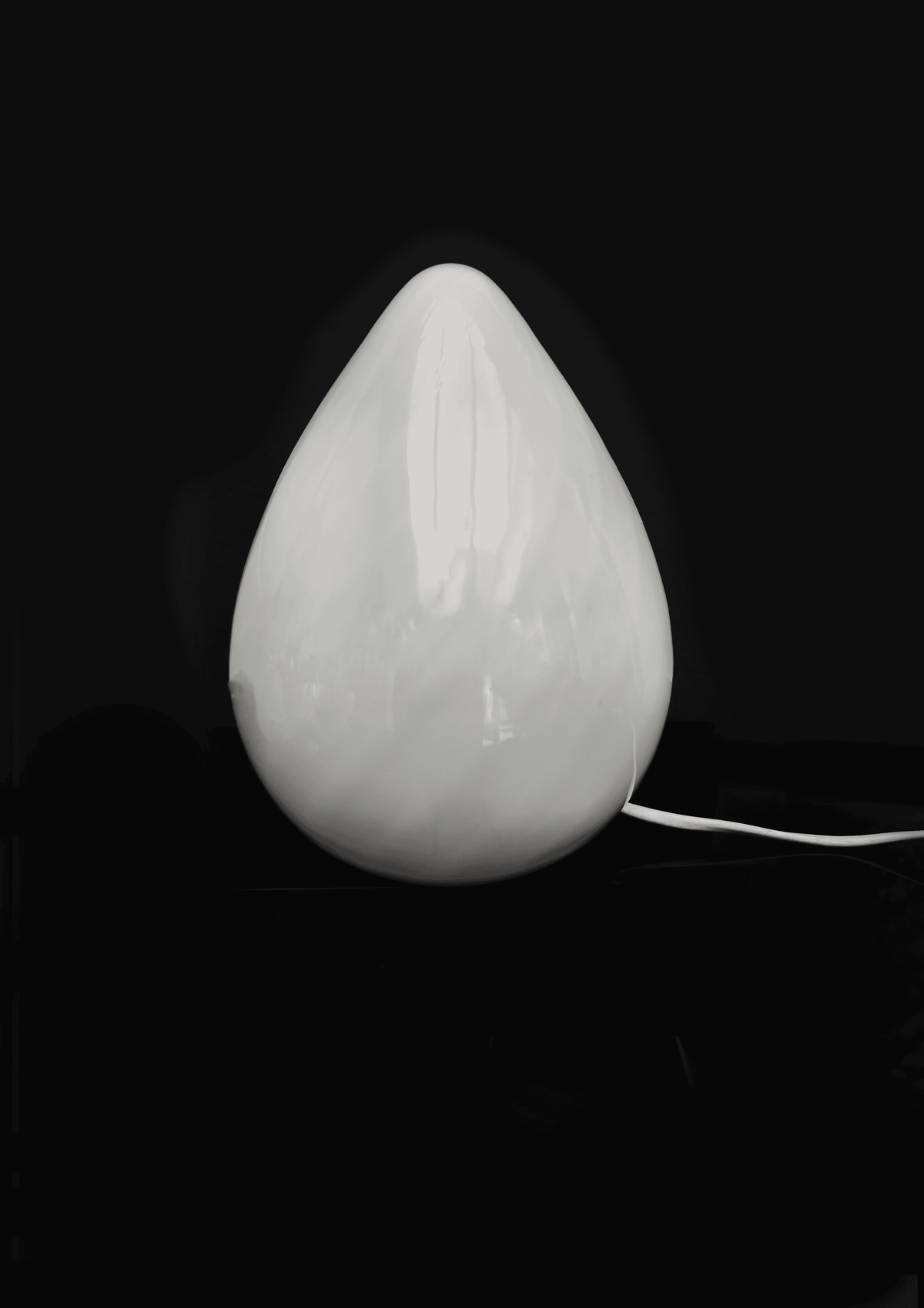 Lampe Vintage Oeuf en Verre de Murano Blanc