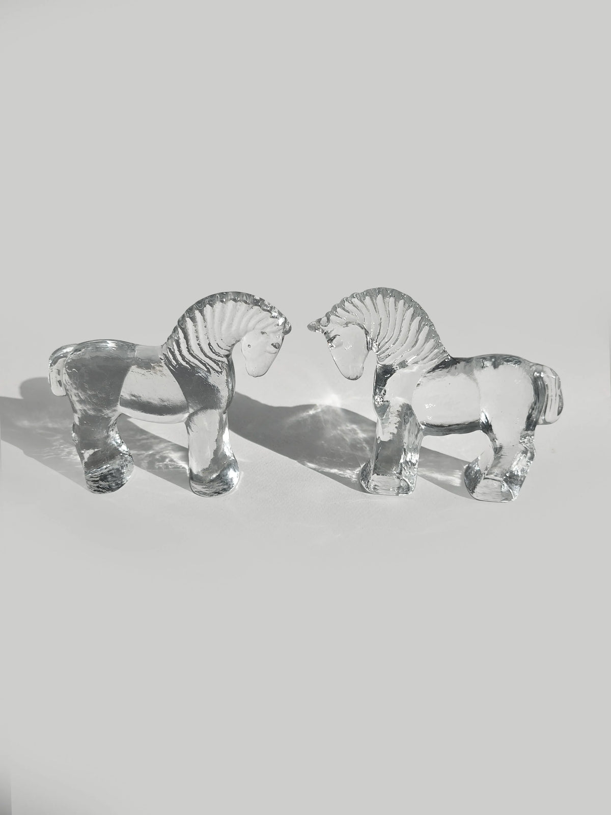 Vintage Glasskulptur "Duo of Horses" aus Klarglas