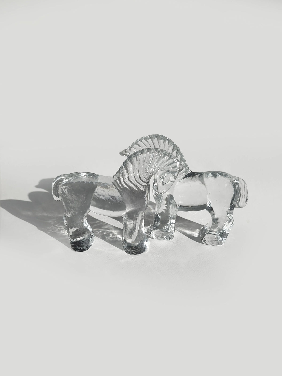 Vintage Glasskulptur "Duo of Horses" aus Klarglas